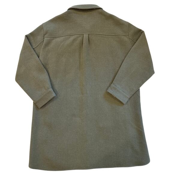 Talbots Shirt Coat Womens XL Green Wool Blend Long Heavyweight Pockets Outdoor - Picture 2 of 10